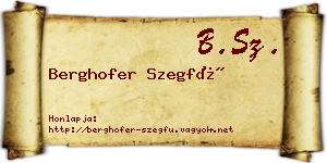 Berghofer Szegfű névjegykártya